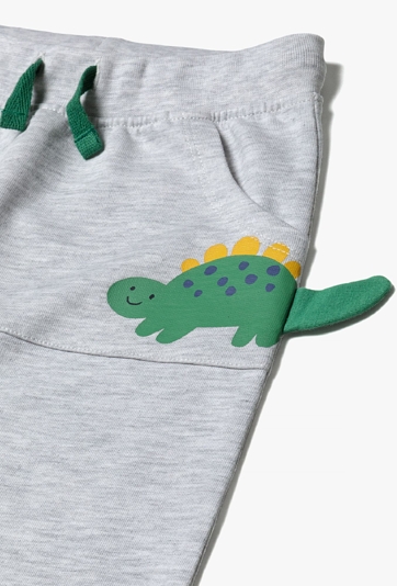 Szare dresowe spodnie niemowlęce - Dino