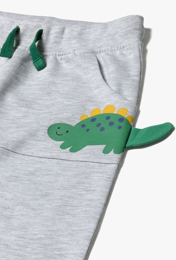 Szare dresowe spodnie niemowlęce - Dino