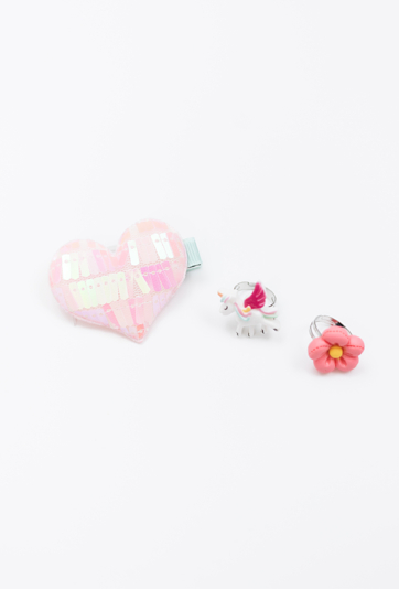 Zestaw dla dziewczynki - spinka i pierścionki