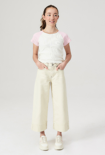 Jeansowe spodnie culotte - ecru - Lincoln&Sharks