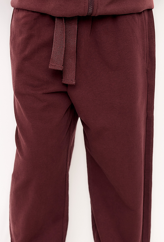 Dziewczęcy komplet dresowy – bordowa bluza z kapturem i spodnie