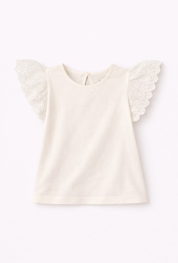 Koszulka dla dziewczynki z ażurowymi rękawkami