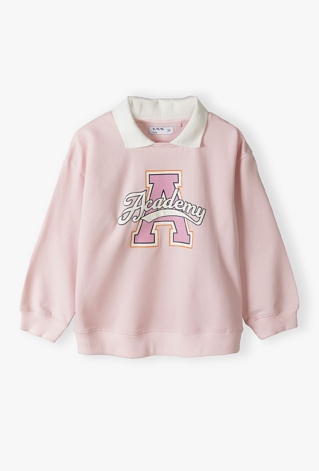 Różowa collegowa bluza dziewczęca z kołnierzykiem - 5.10.15.