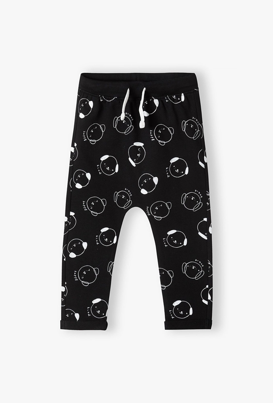 Czarne bawełniane spodnie dresowe niemowlęce