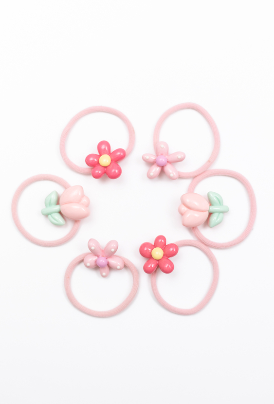 Zestaw 6 różowych gumek do włosów