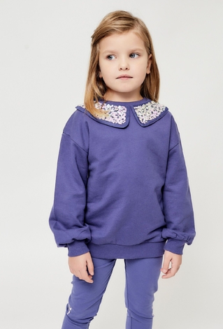 Fioletowa bluza z kołnierzykiem dla dziewczynki