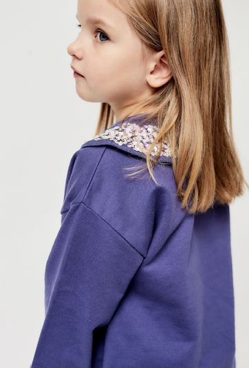 Fioletowa bluza z kołnierzykiem dla dziewczynki