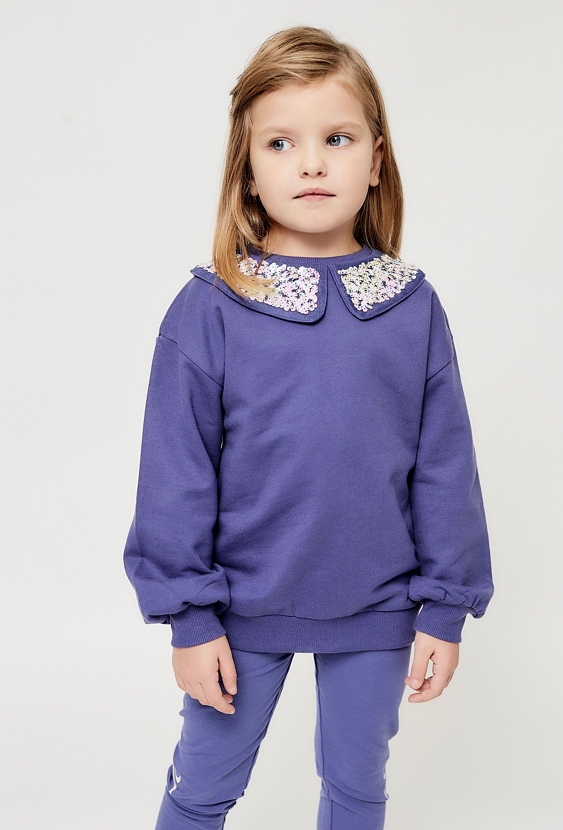 Fioletowa bluza z kołnierzykiem dla dziewczynki