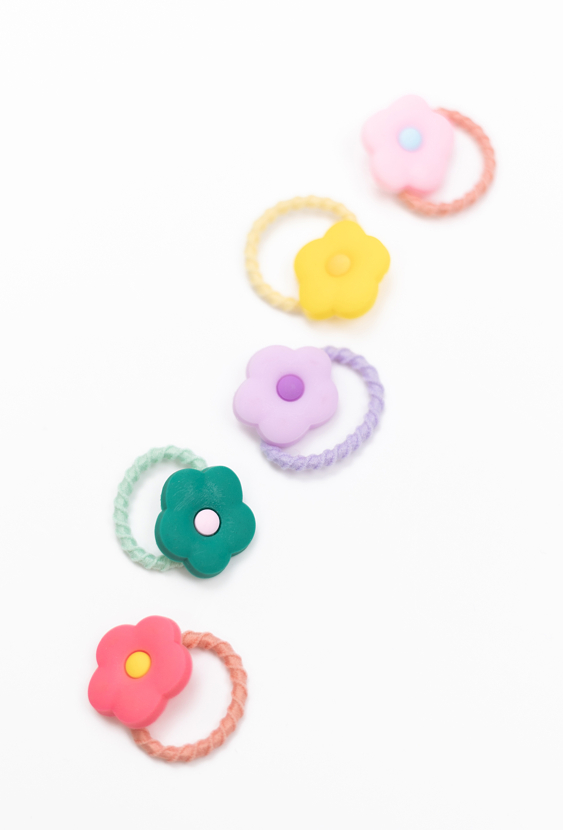 Kolorowe gumki do włosów - kwiatki
