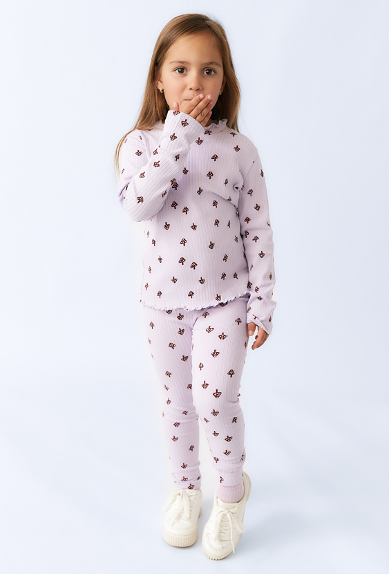 Legginsy dziewczęce prążkowane w grzybki