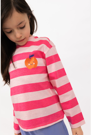 Bluzka dziewczęca w paski z długim rękawem