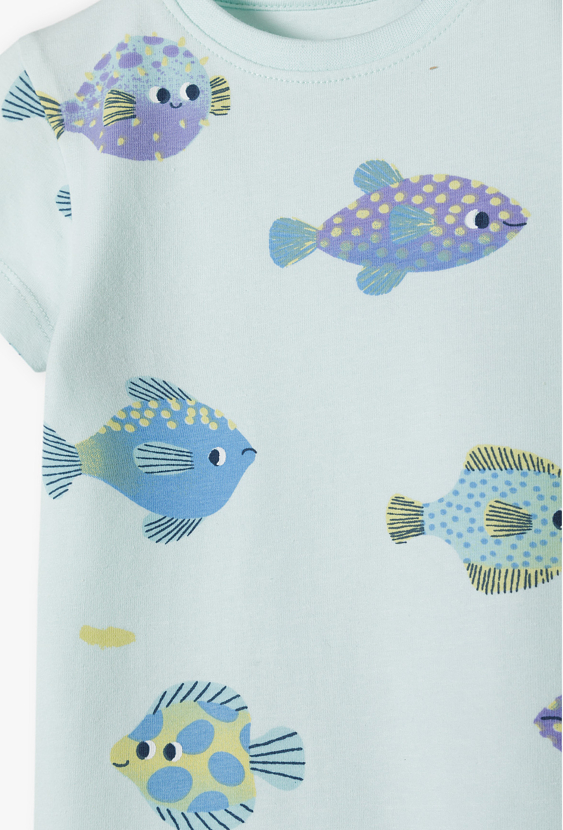 Body niemowlęce dla chłopca z krótkim rękawem w rybki