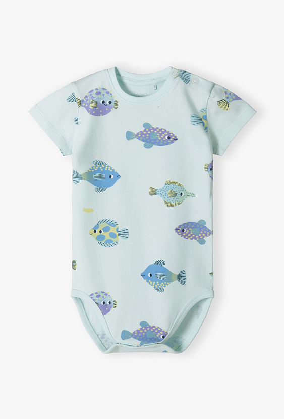 Body niemowlęce dla chłopca z krótkim rękawem w rybki