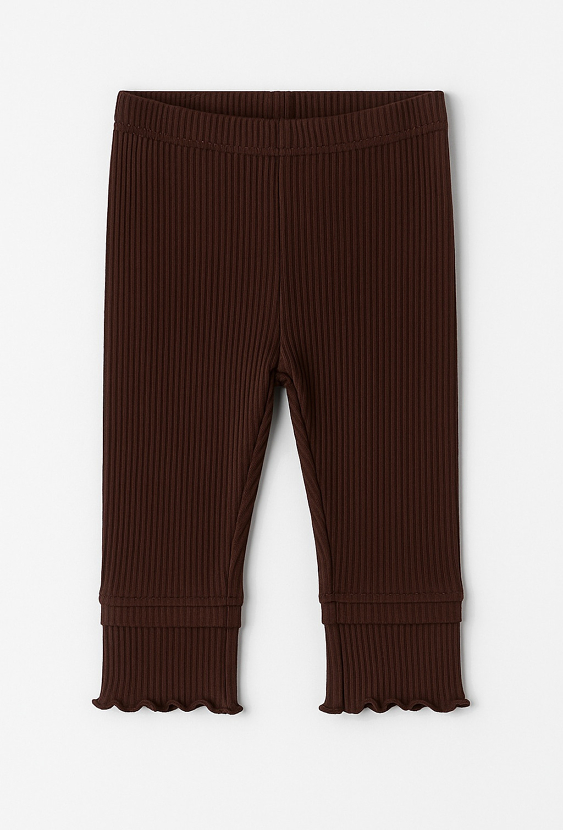 Prążkowane legginsy niemowlęce z podwijanymi nogawkami