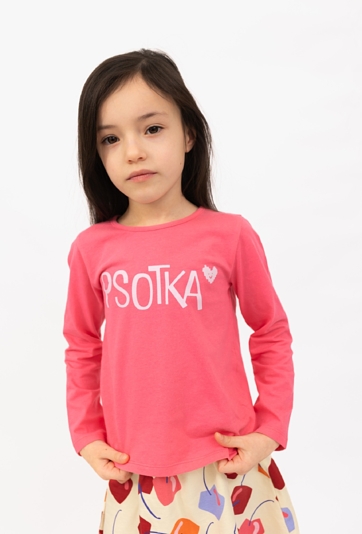 Bluzka dziewczęca z długim rękawem z napisem