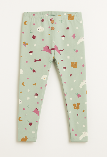 Dziewczęce legginsy z leśnym printem