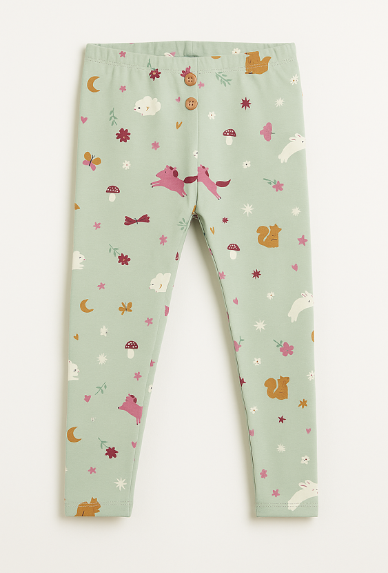 Dziewczęce legginsy z leśnym printem