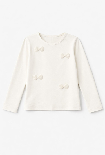 Bluzka dziewczęca z długim rękawem – ozdobne tiulowe kokardki