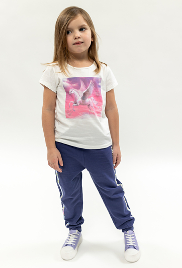 Spodnie dresowe dla dziewczynki - granatowe z cekinami