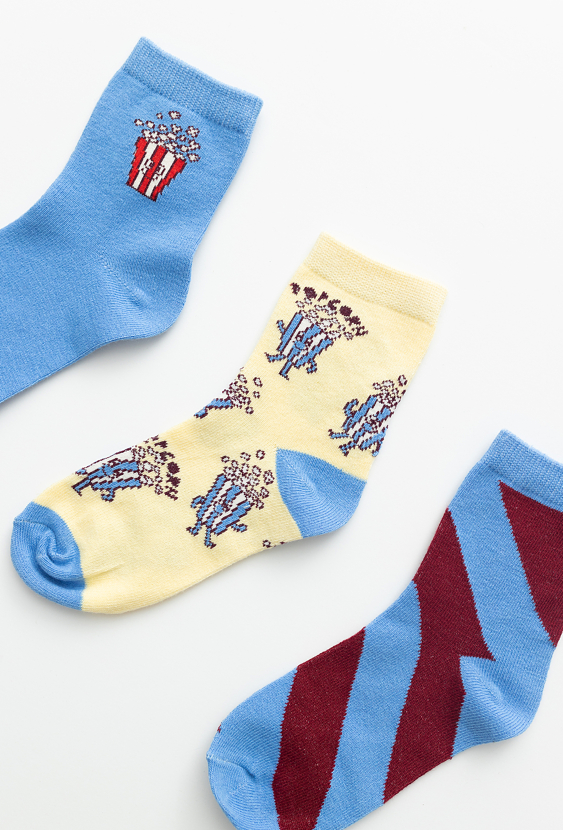 Skarpety dziecięce 3-pak z motywem popcornu.