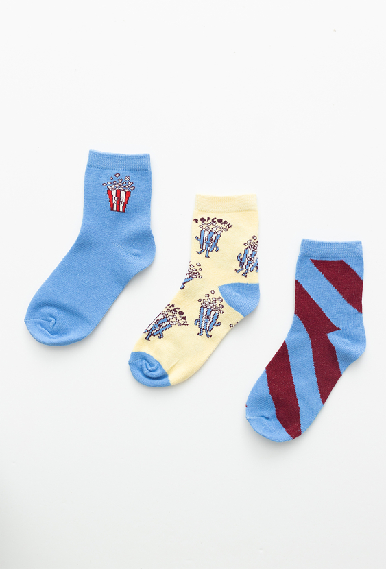 Skarpety dziecięce 3-pak z motywem popcornu.