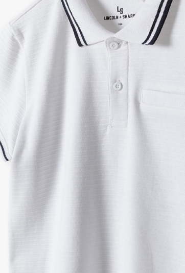 T-shirt z kołnierzykiem - biały - Lincoln&Sharks