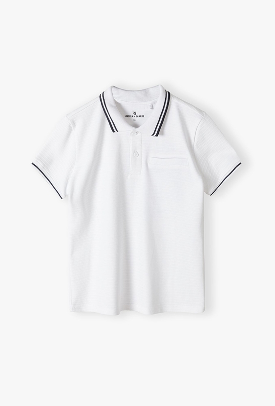 T-shirt z kołnierzykiem - biały - Lincoln&Sharks