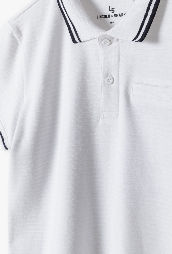 T-shirt z kołnierzykiem - biały - Lincoln&Sharks