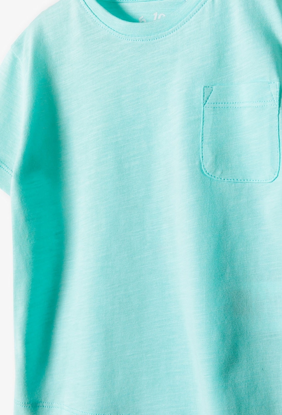 Niebieski t-shirt niemowlęcy z kieszonką