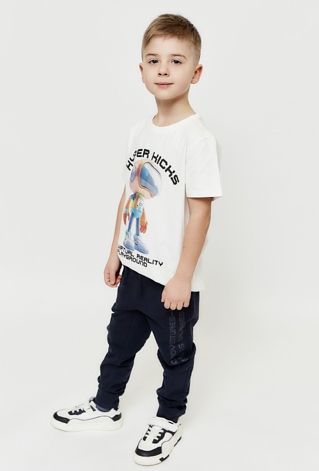 Spodnie dresowe z nadrukiem na nogawce - czarne