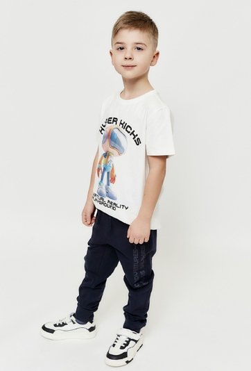 Spodnie dresowe z nadrukiem na nogawce - czarne