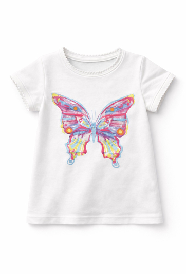 Koszulka dziewczęca z nadrukiem motyla