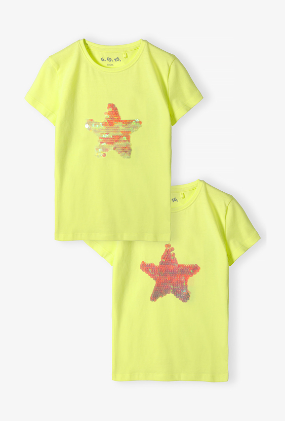 T-shirt dziewczęcy z dwustronnymi cekinami – koszulka z gwiazdką