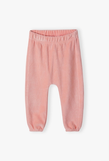 Różowe spodnie niemowlęce ze ściągaczami