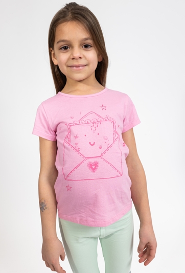 Dziewczęca koszulka z miękkim nadrukiem