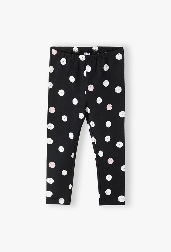 Czarne legginsy niemowlęce w grochy