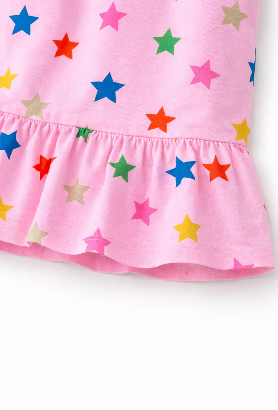 Koszulka dla dziewczynki w gwiazdki z falbanką