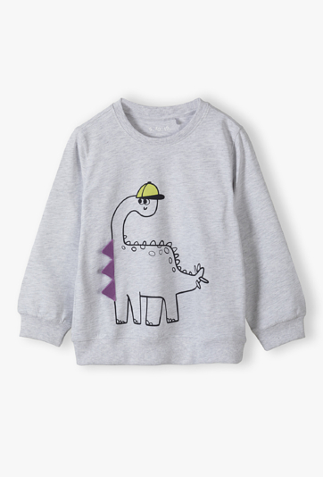 Bluzka z długim rękawem dla chłopca – z dinozaurem w czapce