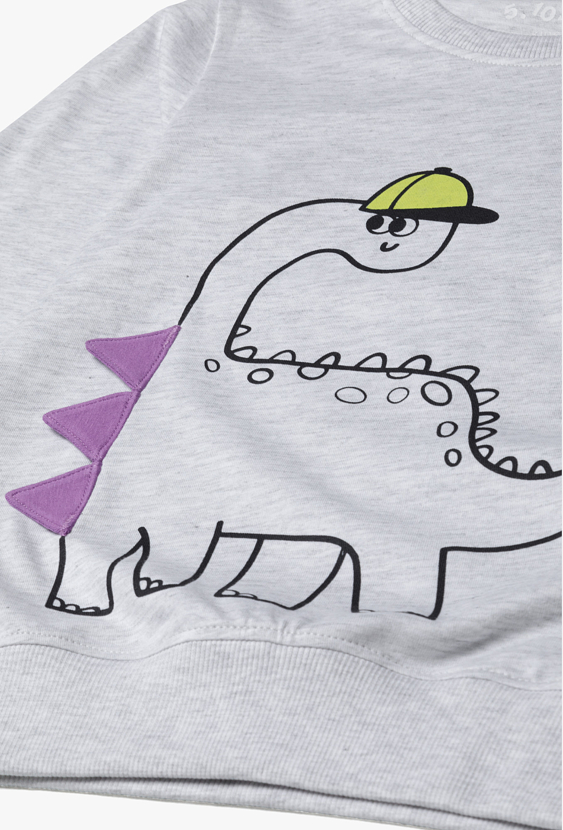 Bluzka z długim rękawem dla chłopca – z dinozaurem w czapce