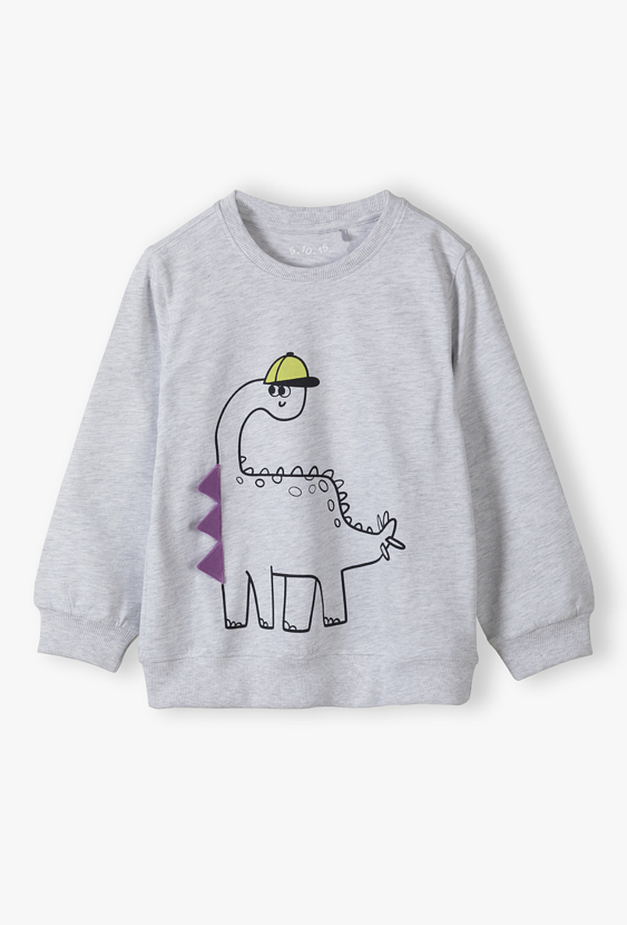 Bluzka z długim rękawem dla chłopca – z dinozaurem w czapce