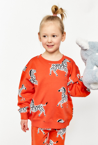 Bluza dresowa dla dziewczynki - czerwona w zebry