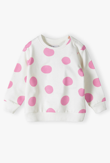 Bluza dresowa dla niemowlaka - biała w różowe grochy - 5.10.15.