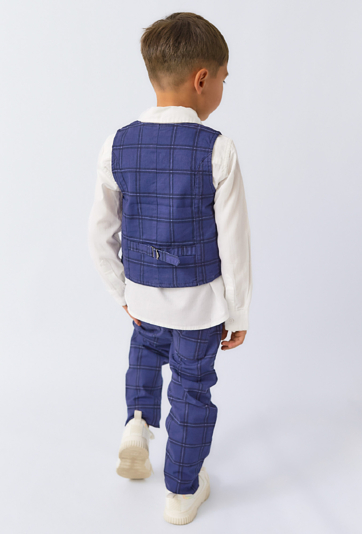 Chłopięce spodnie wizytowe w kratę