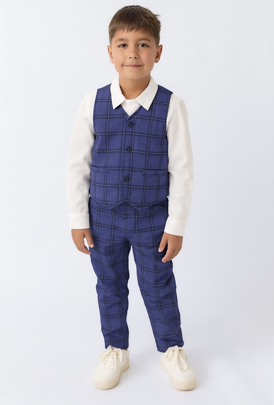 Chłopięce spodnie wizytowe w kratę