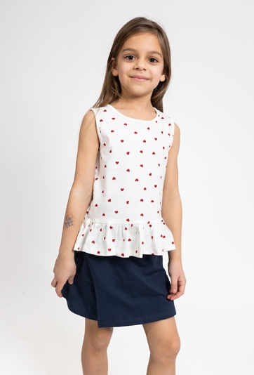 Dziewczęca koszulka bez rękawów z falbanką