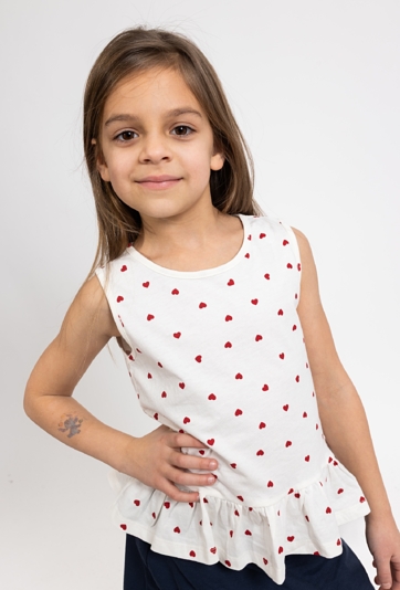 Dziewczęca koszulka bez rękawów z falbanką