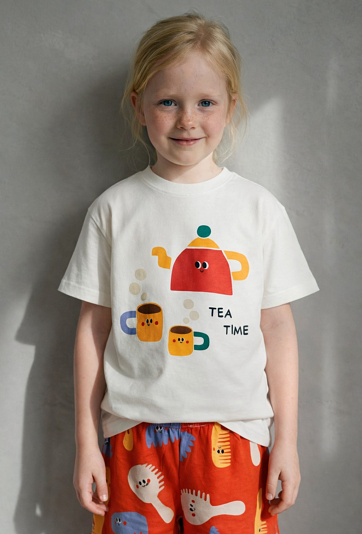Biała koszulka dziewczęca -  Tea Time