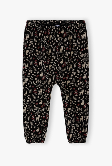 Bawełniane legginsy niemowlęce z leśnymi nadrukami