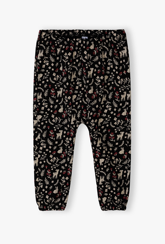 Bawełniane legginsy niemowlęce z leśnymi nadrukami