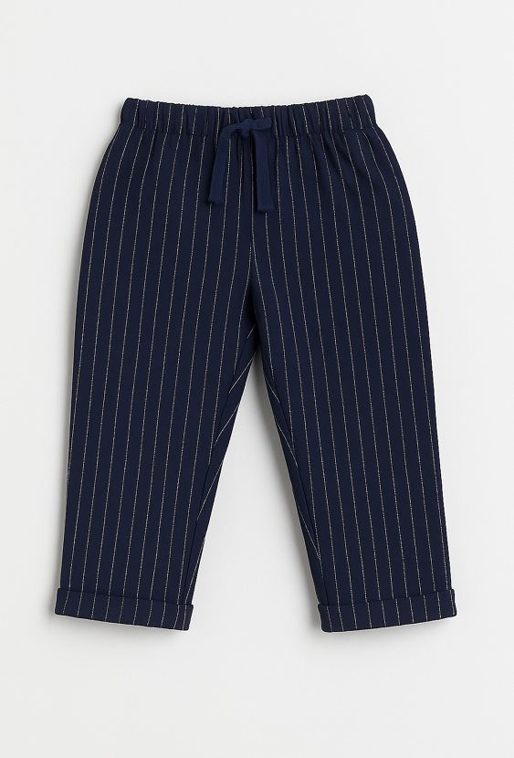 Granatowe chinosy w prążek dla chłopca